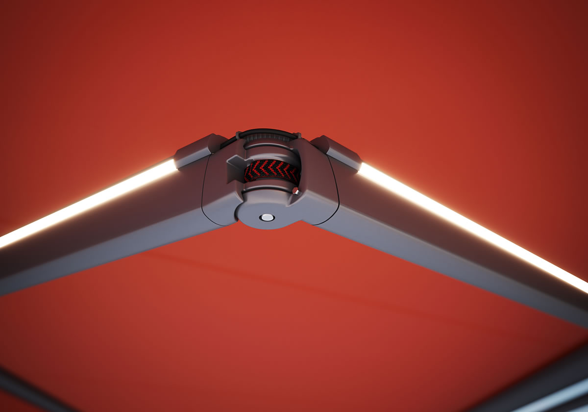 markilux Armtechnologie Detail LED-Line Gelenkarm